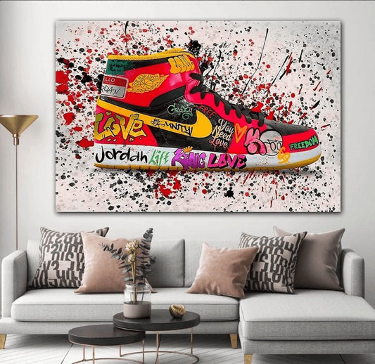 Nike Air Jordan 1 - Red Graffiti canvas wall art painting