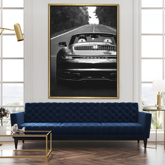 Vintage Black And White Car Canvas Wall Art Painting For Home And Hotel Decoration