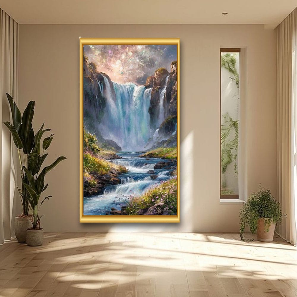 Waterfall Vastu Canvas Wall Art For Living Room