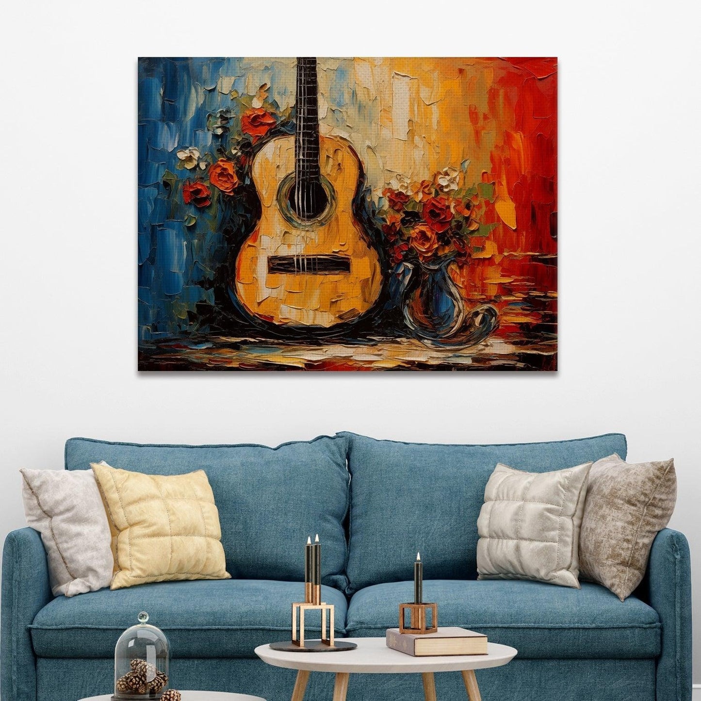 Guitar & Flowers Canvas