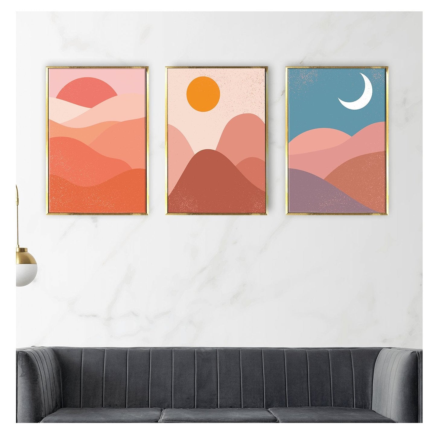 Abstract landscapes with sunrise and sunset Canvas Wall Art Painting
