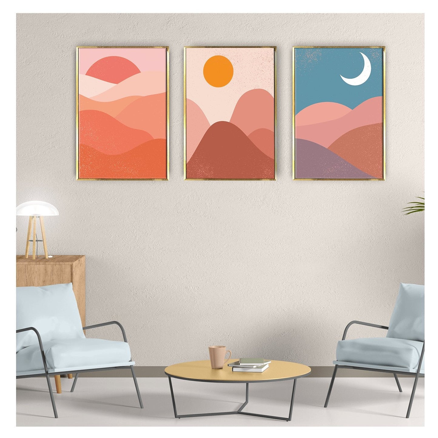 Abstract landscapes with sunrise and sunset Canvas Wall Art Painting