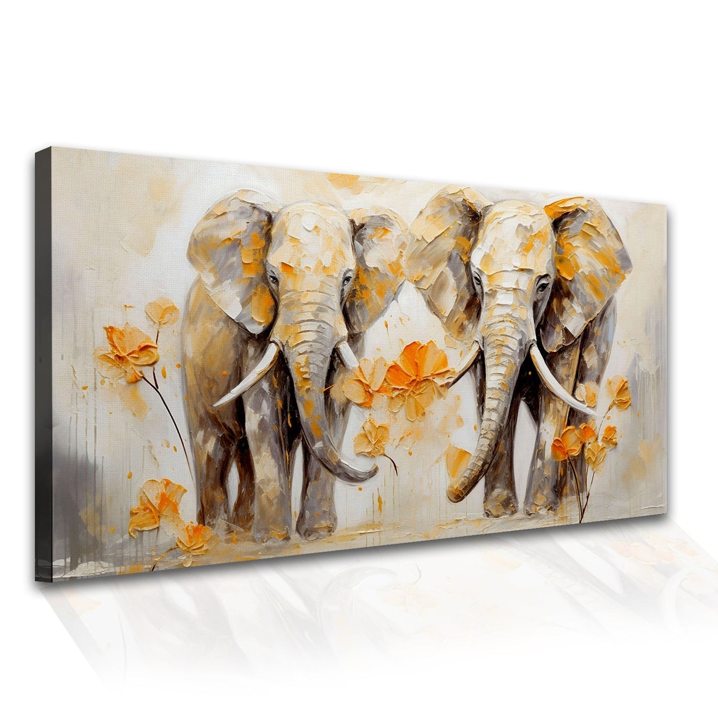 Tusked Elephant Portrait Canvas Wall Art Painting