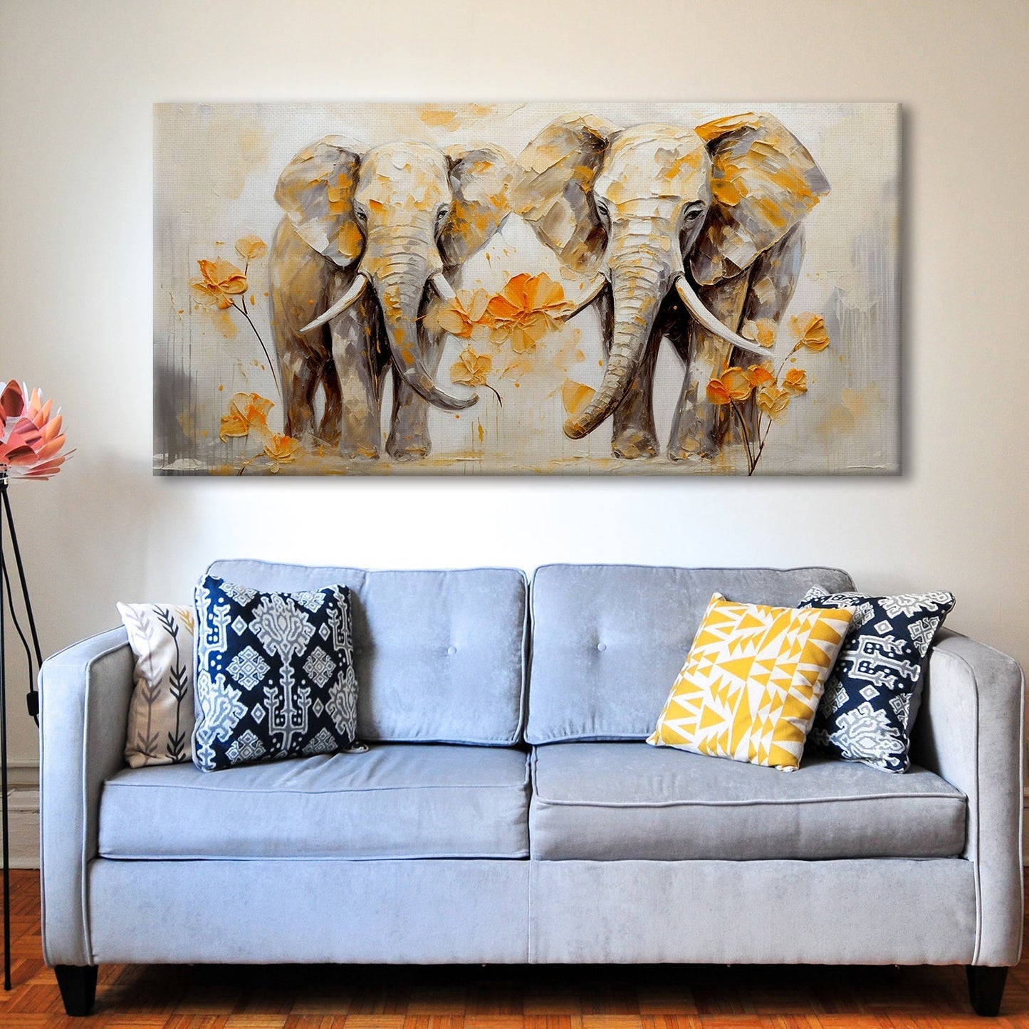 Tusked Elephant Portrait Canvas Wall Art Painting