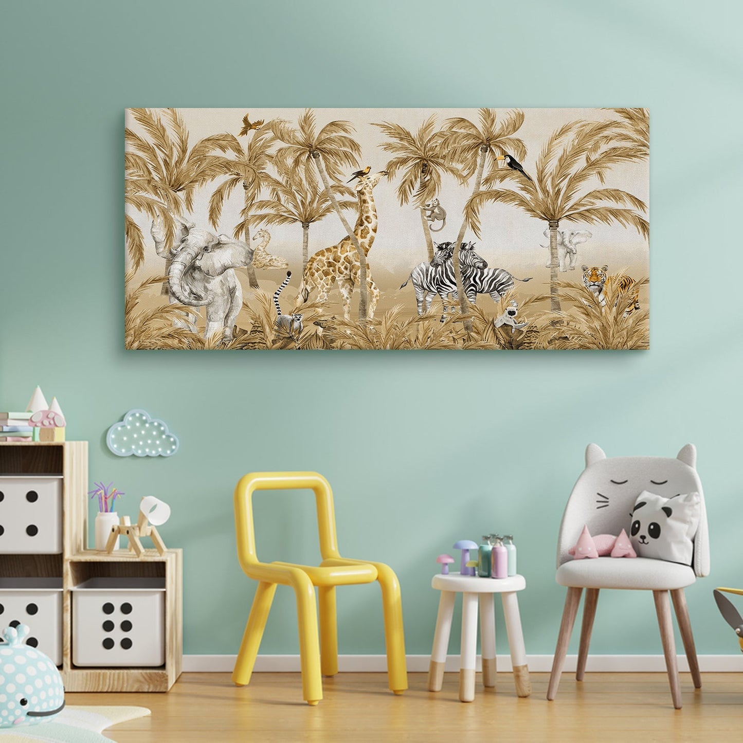 Safari Animals Golden Hour Wallpaper Mural Canvas Wall Art Painting