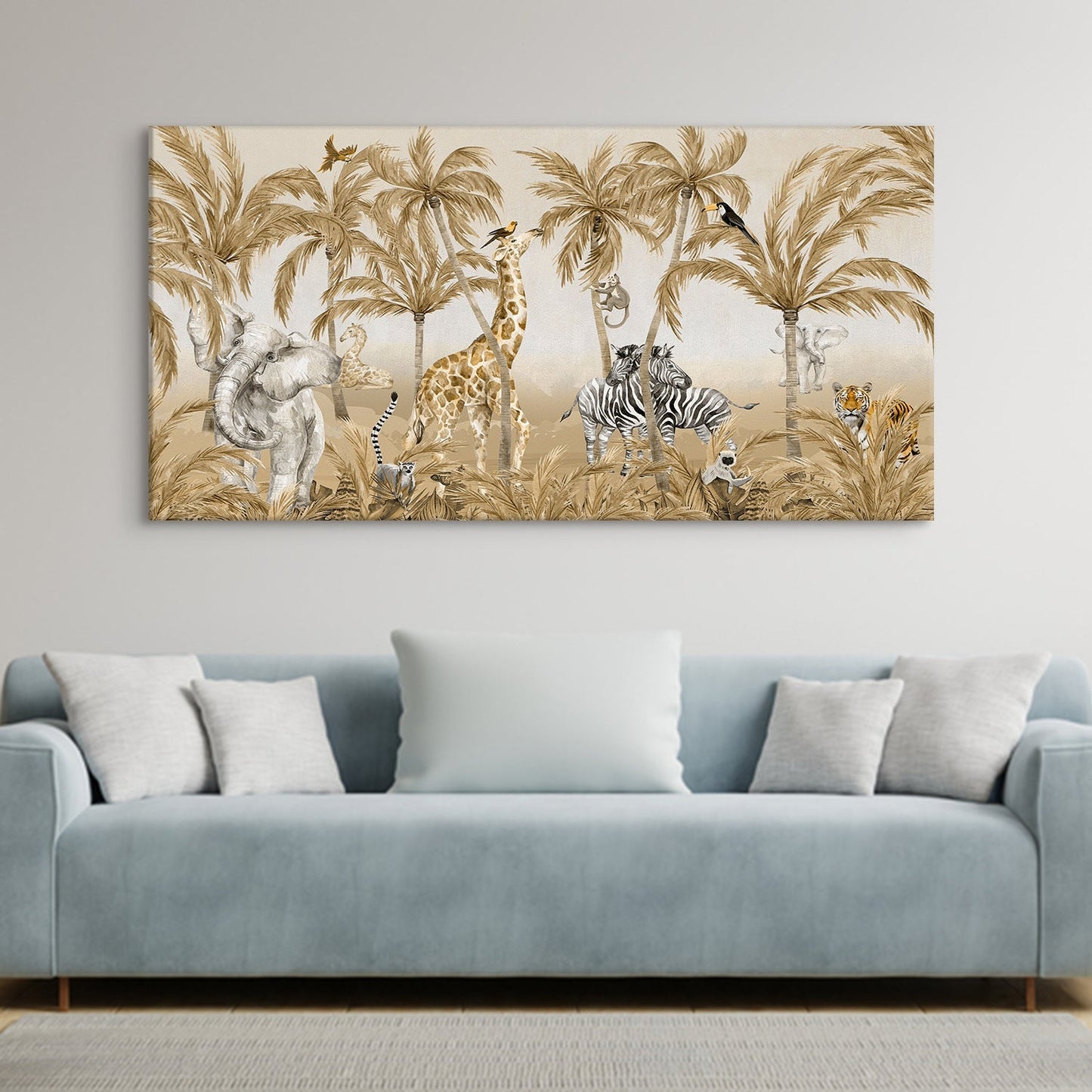 Safari Animals Golden Hour Wallpaper Mural Canvas Wall Art Painting