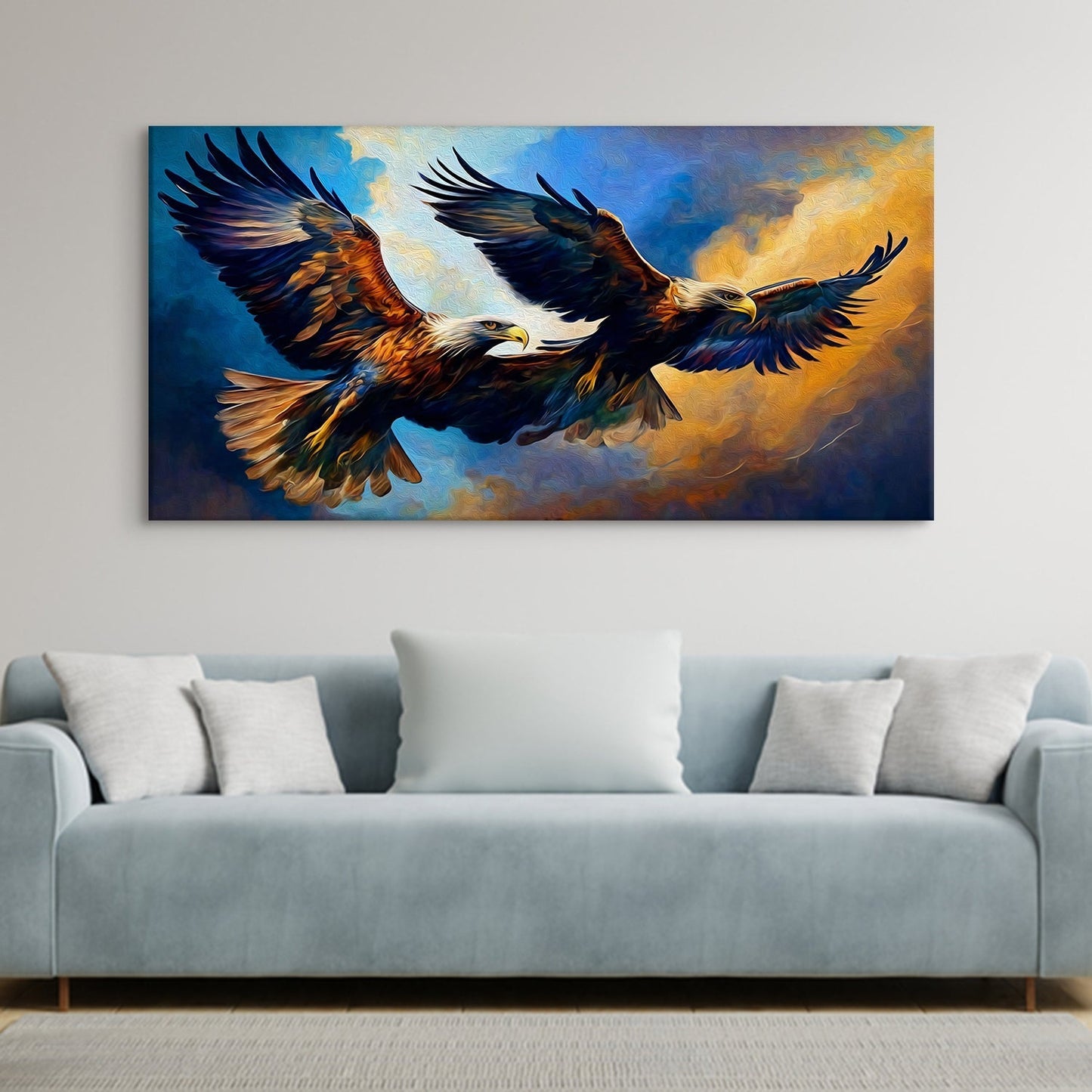 Three Eagles Flying Canvas Wall Art Painting