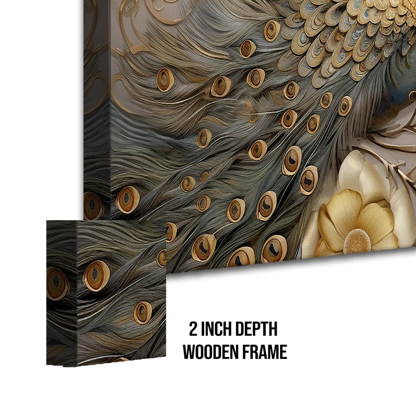 Peacock Tapestry Vintage Golden Canvas Wall Art Painting