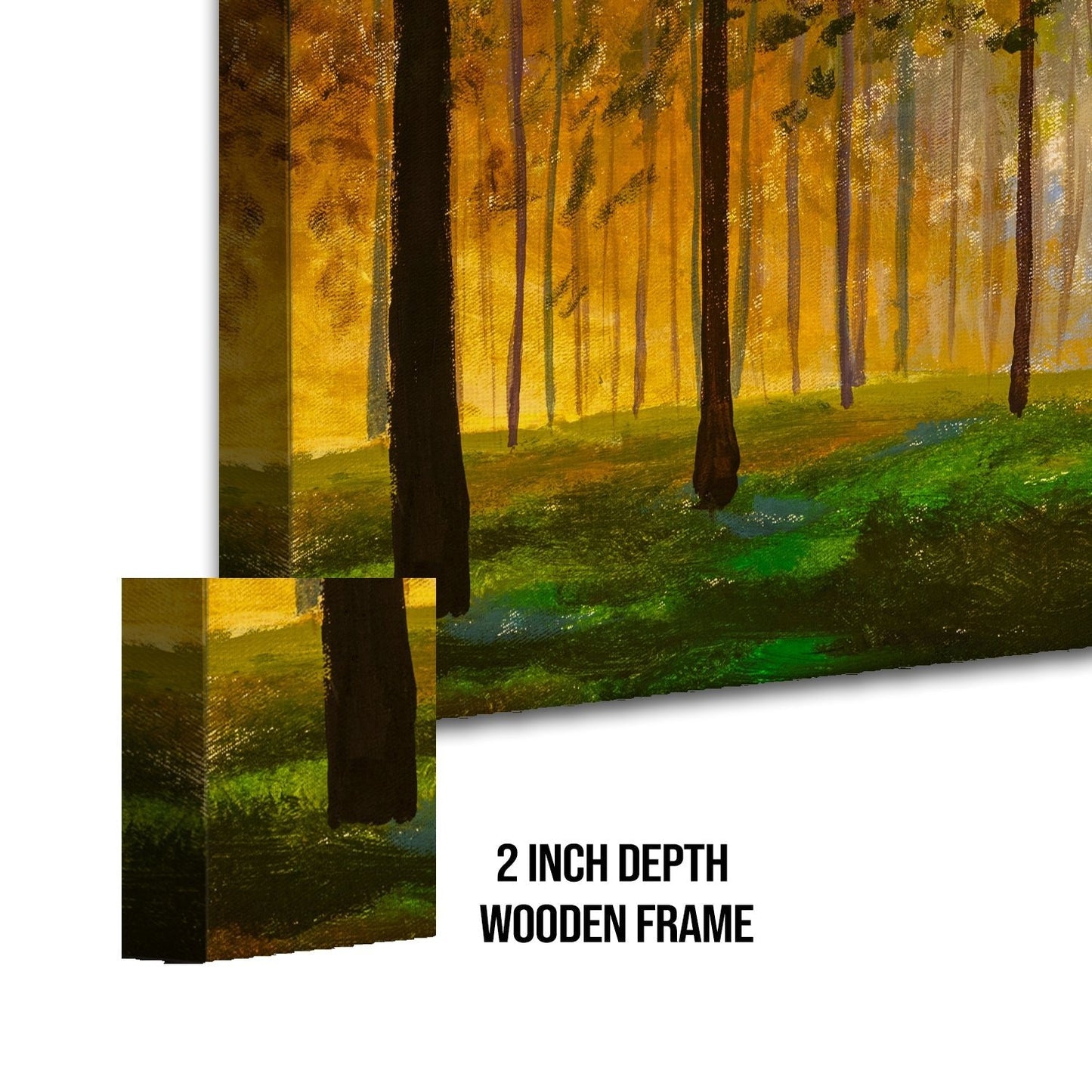Sun Creeping Through A Forest Landscape Canvas Wall Art Painting
