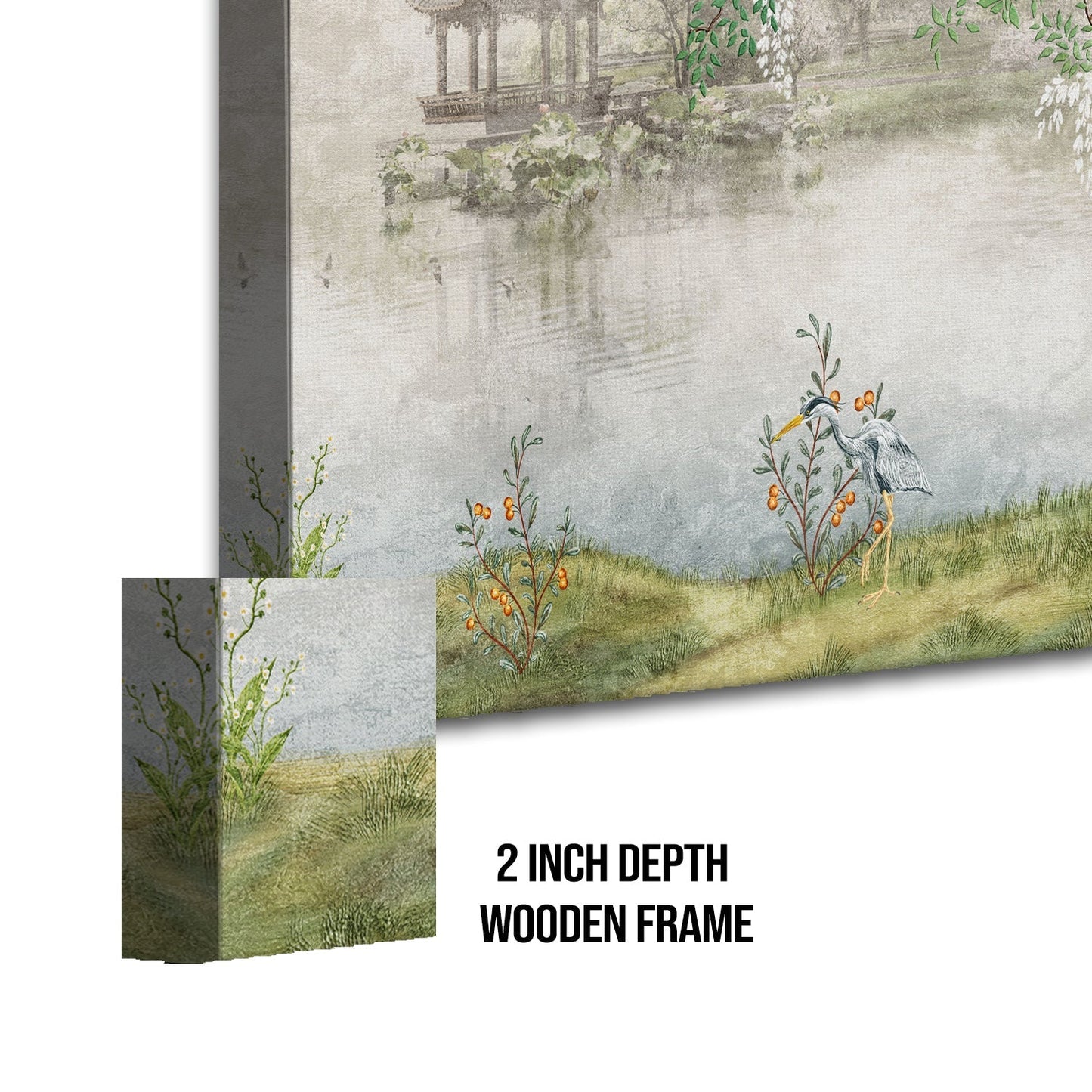 Chinoiserie Garden Green Oriental Wallpaper Canvas Wall Art Painting