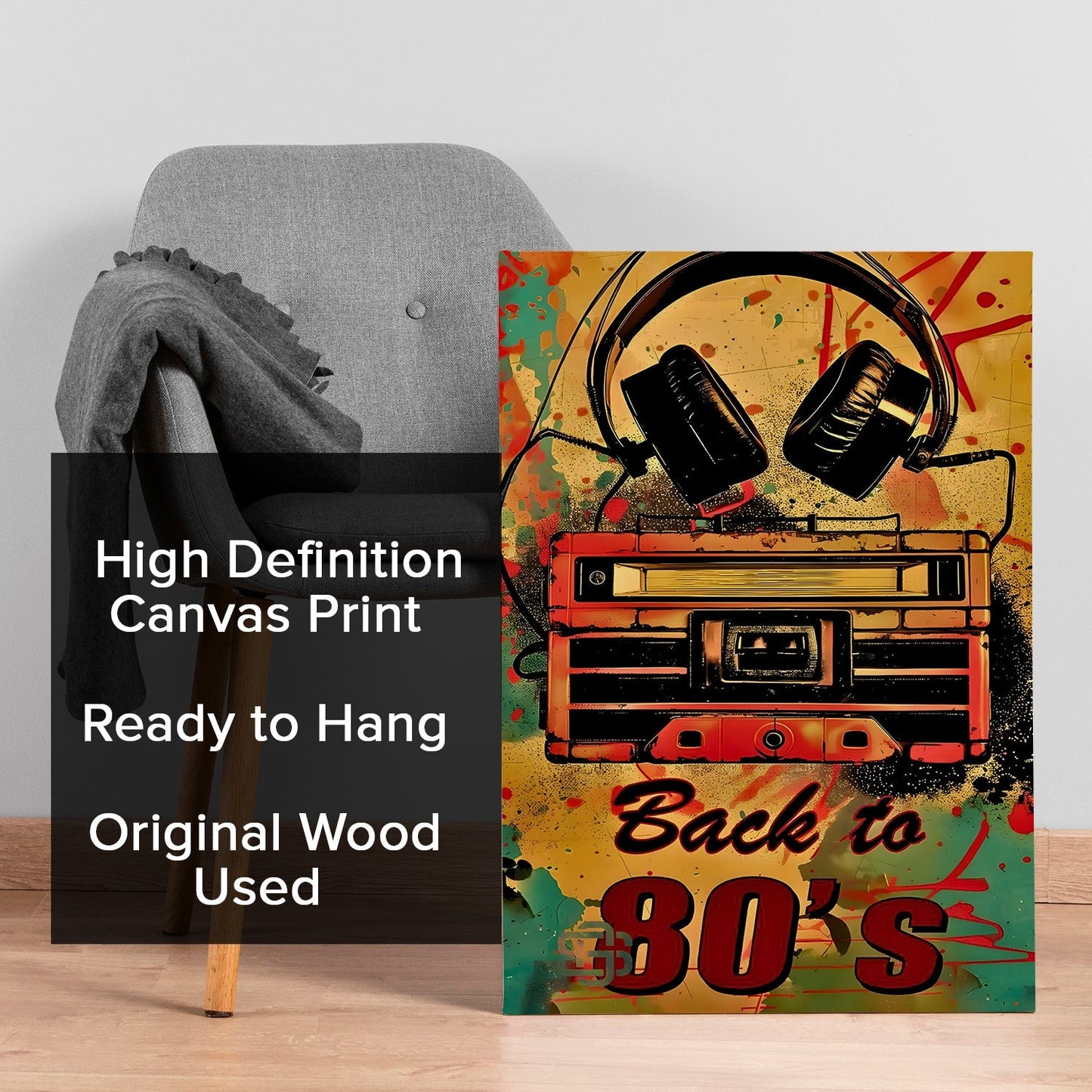 Back to 80’s – Retro Boombox & Headphones Pop Wall Art