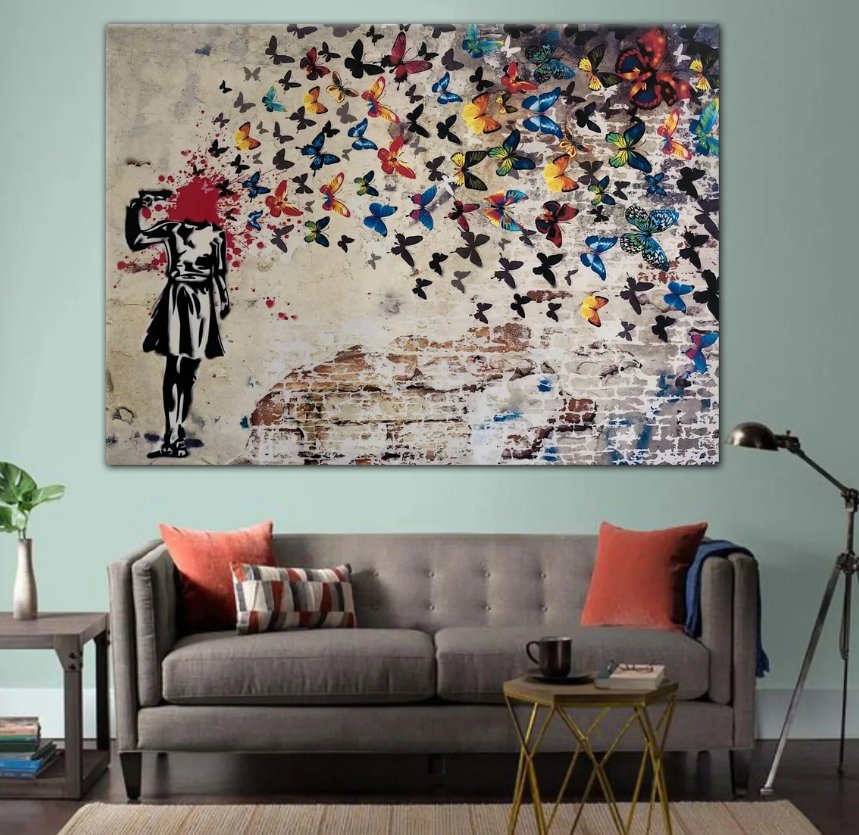 Headshot Butterfly Canvas Wall Art Painting