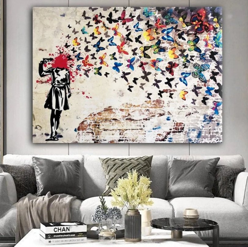 Headshot Butterfly Canvas Wall Art Painting