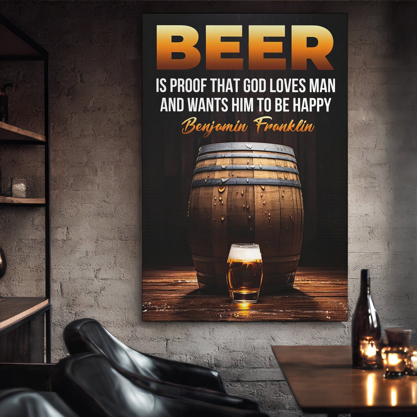 a wooden beer barrel Canvas Wall Art Painting