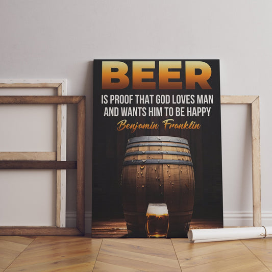 a wooden beer barrel Canvas Wall Art Painting