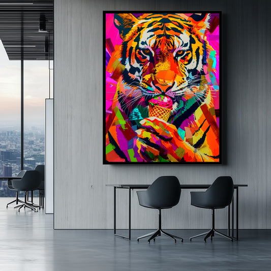 Vibrant Tiger Pop Art canvas wall art painting