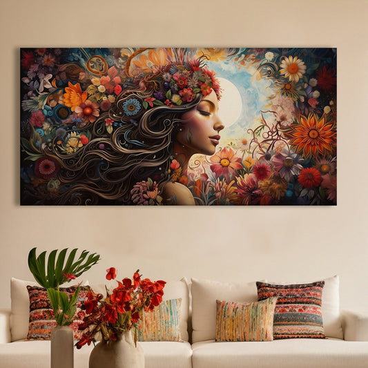 Ethereal Goddess of Blossoming Seasons Canvas Wall Art Painting
