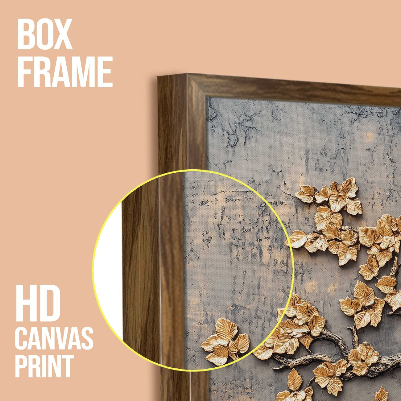 Golden Lucky Wish Tree Vastu Canvas Painting – Elegant Home Decor Artwork