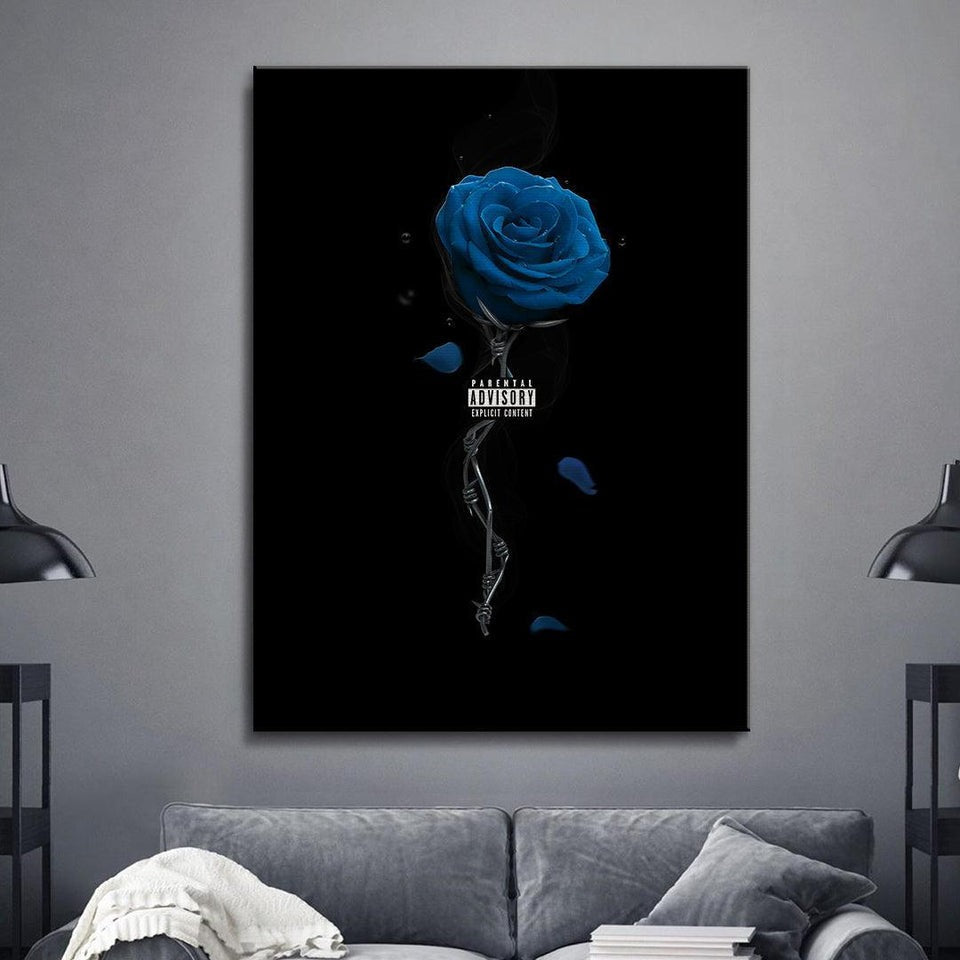 Blue Rose Canvas Wall Art for Home Decor