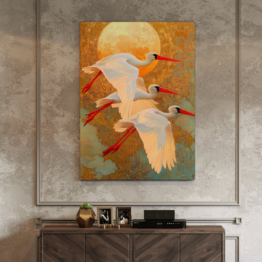 Cranes Vastu Canvas Painting