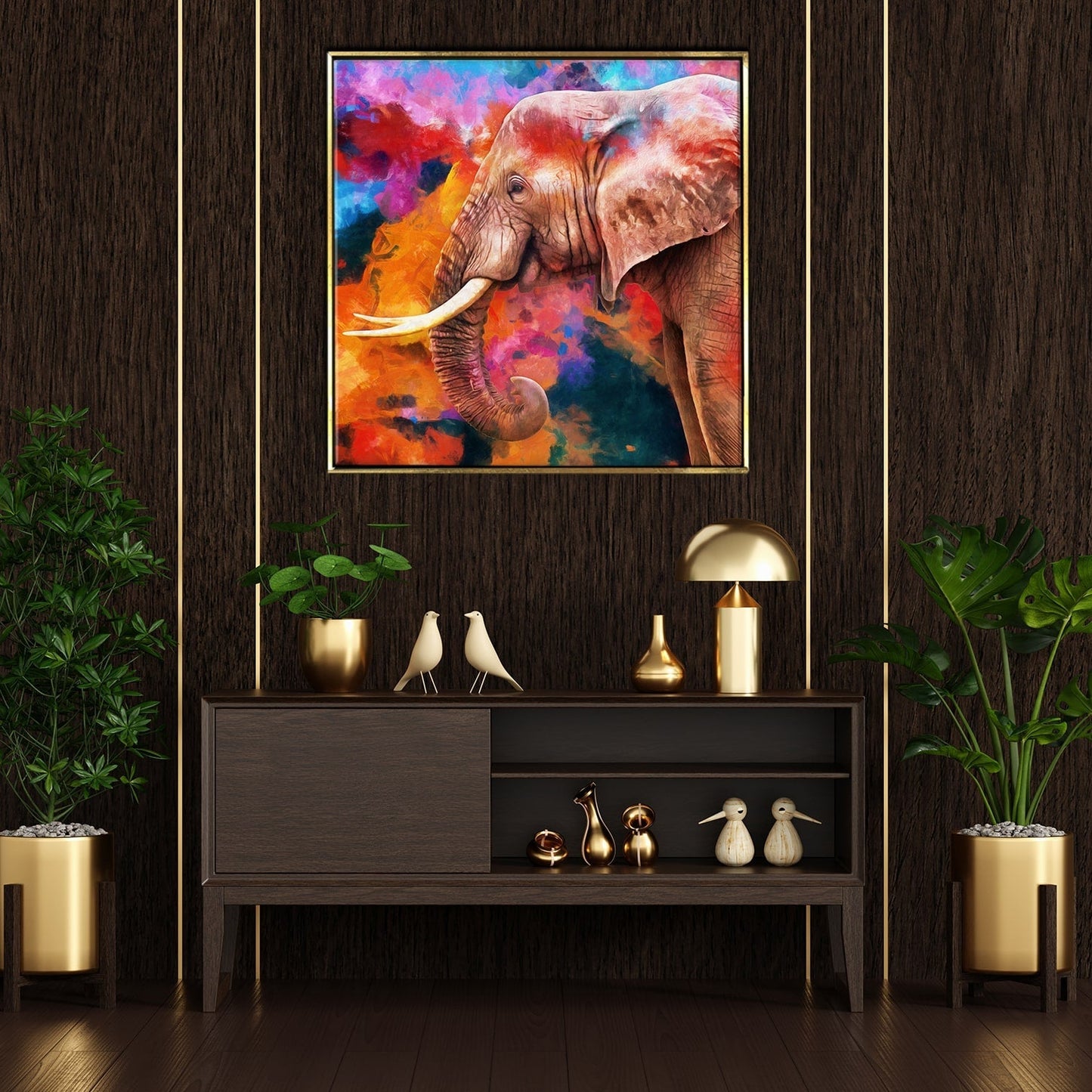 Elephant Vastu Canvas painting Framed For Home Decor 24x24 Inch
