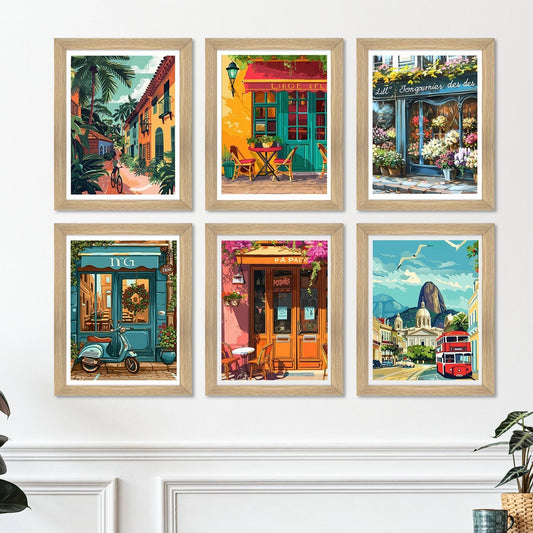 European Cafe & Travel Canvas Wall Art Painting