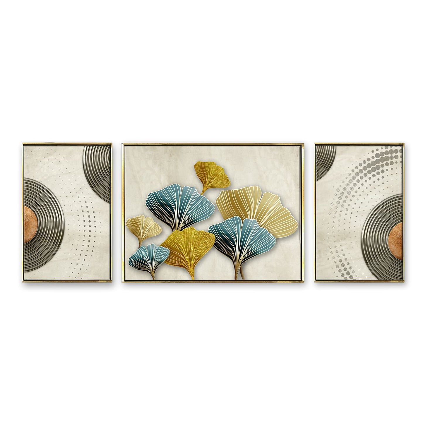 Fashionable modern Leaf Frame- Luxury Canvas Painting (3_Panels)