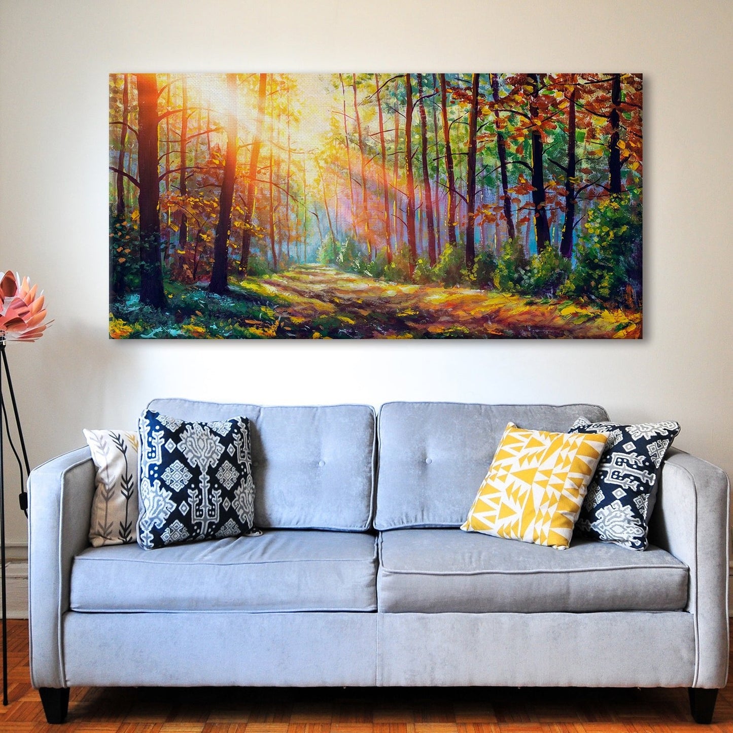 Forest in Morning Sunlight Canvas Wall Art Painting