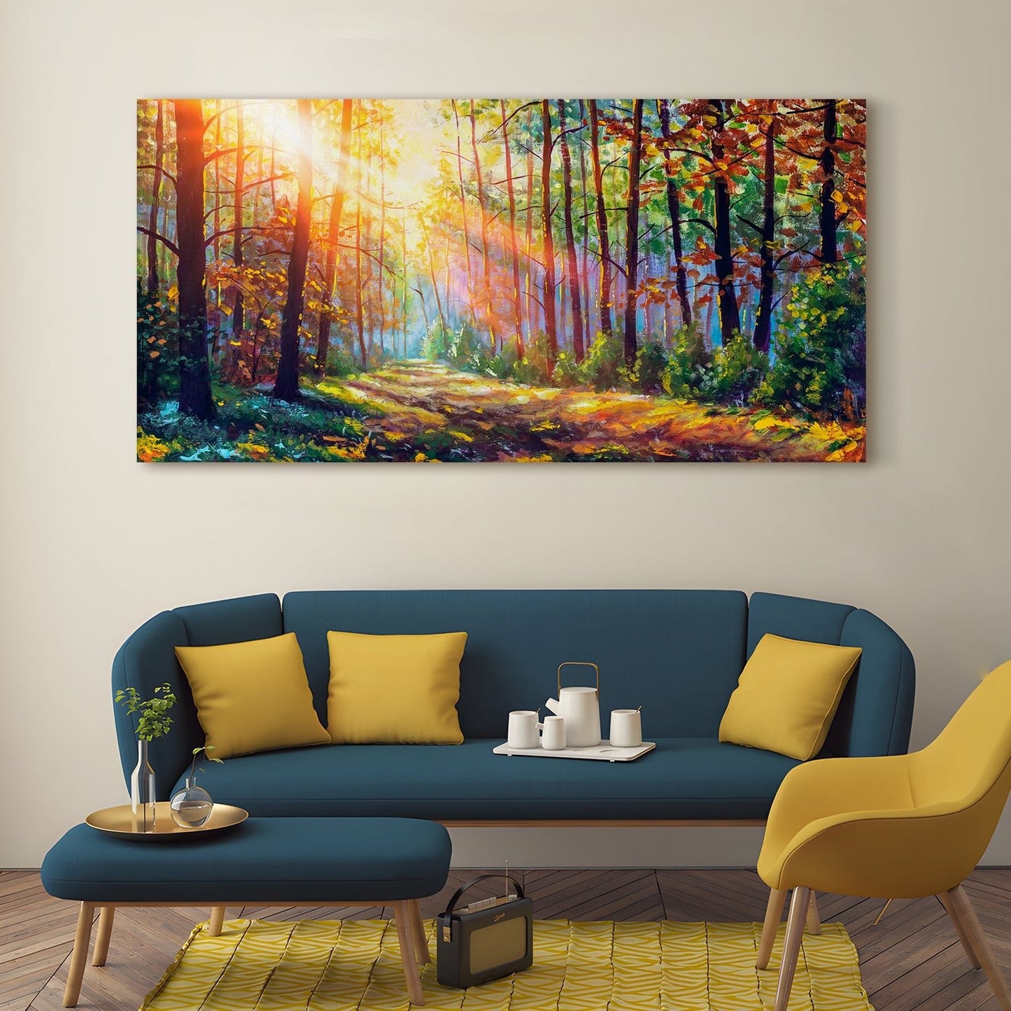 Forest in Morning Sunlight Canvas Wall Art Painting