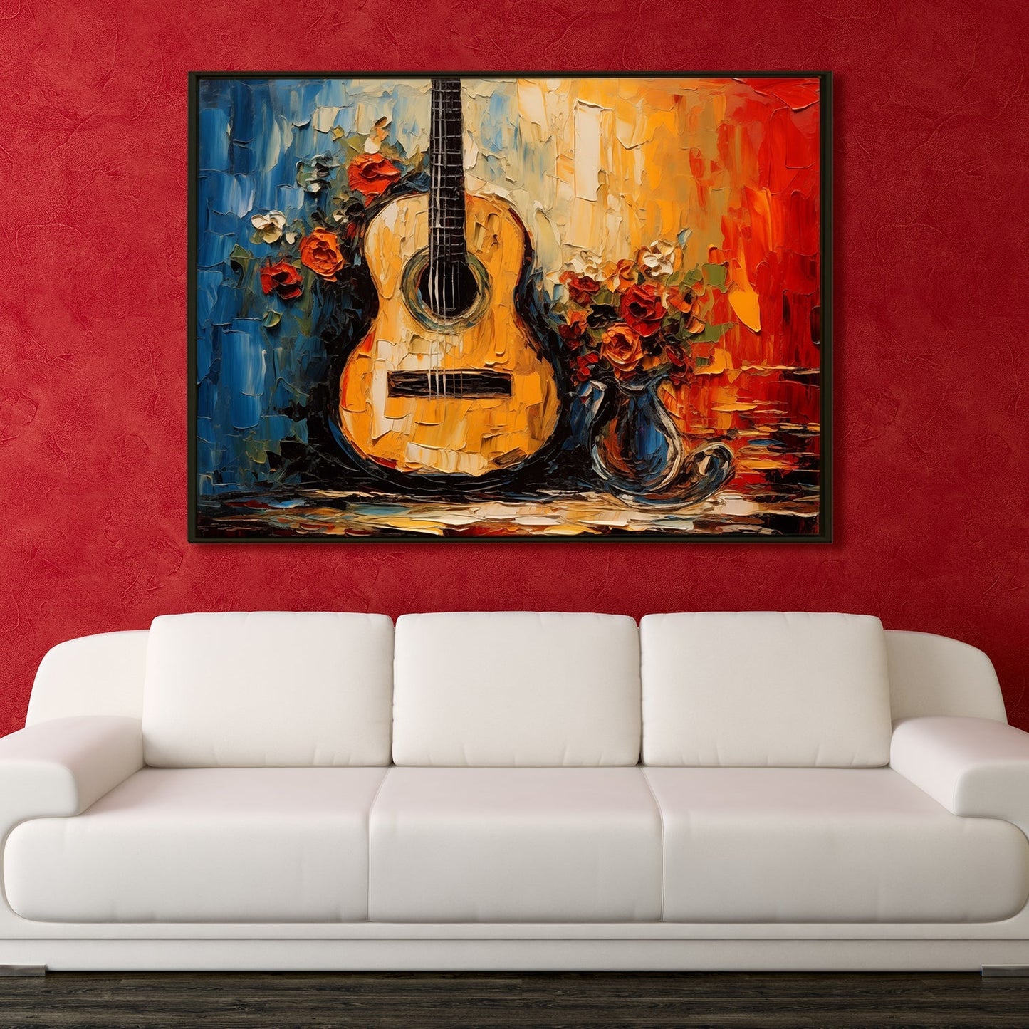 Framed Abstract Music Guotar Wall Art Painting For Home and Hotels Wall Decoration