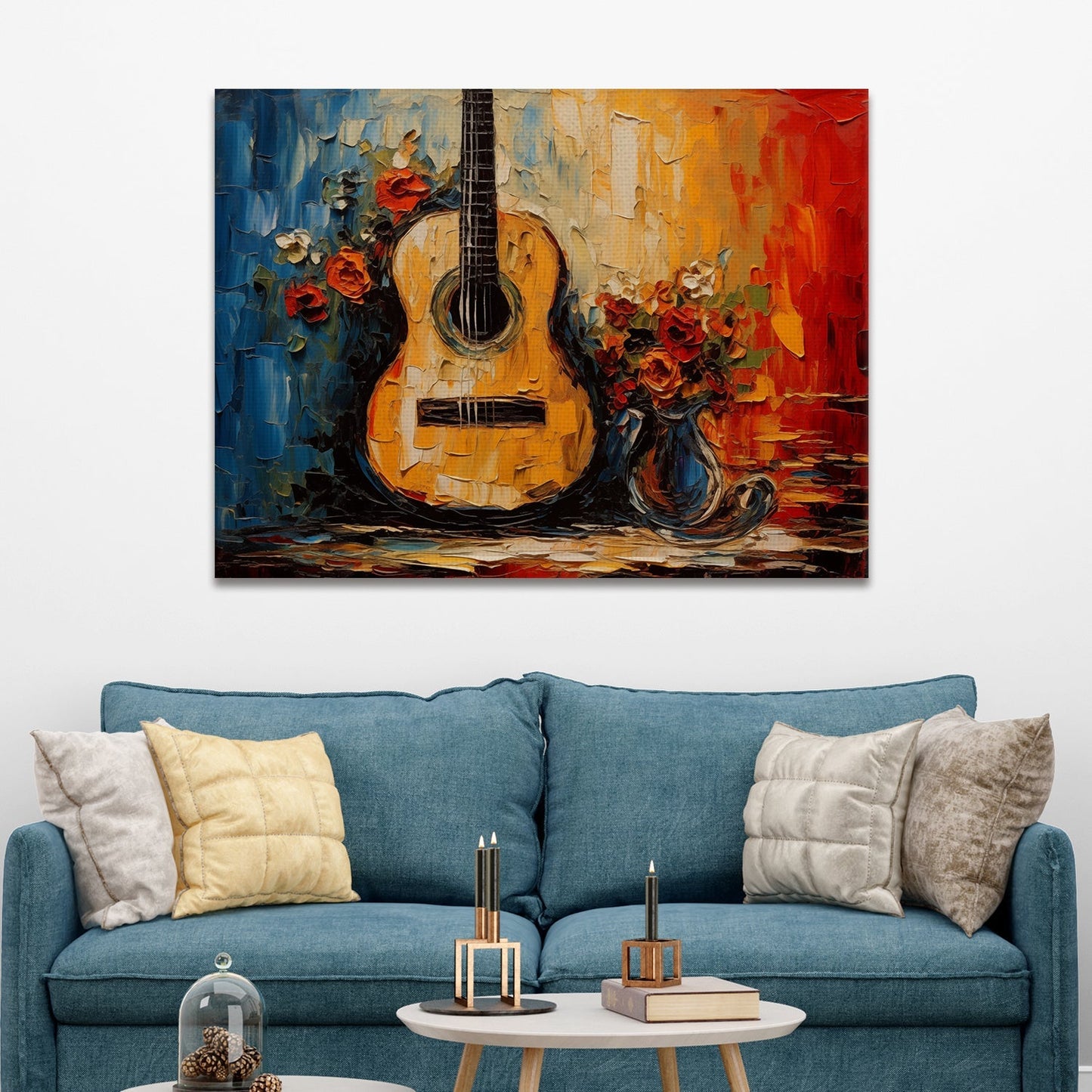 Framed Abstract Music Guotar Wall Art Painting For Home and Hotels Wall Decoration