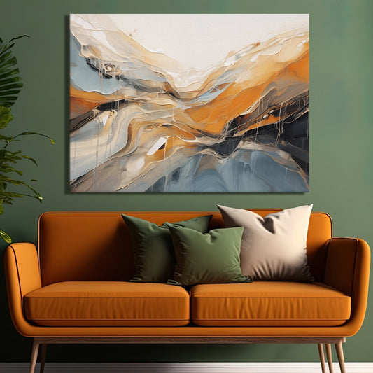 Framed Abstract Oil Pastel Style Canvas Wall Art Painting