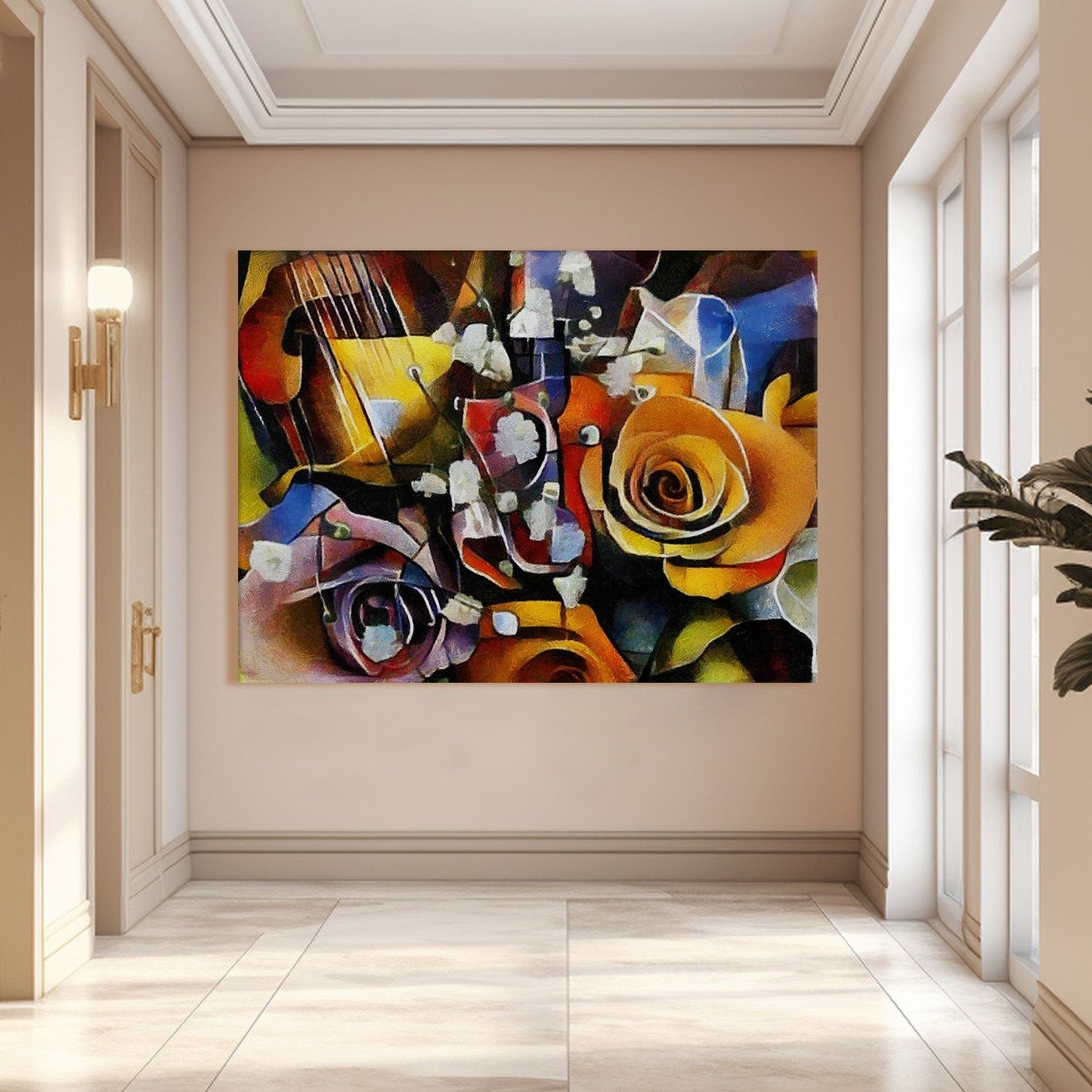 Framed Abstract Oil Pastel Style Wall Art Painting For Home and Hotels Wall Decoration (ABWA01)
