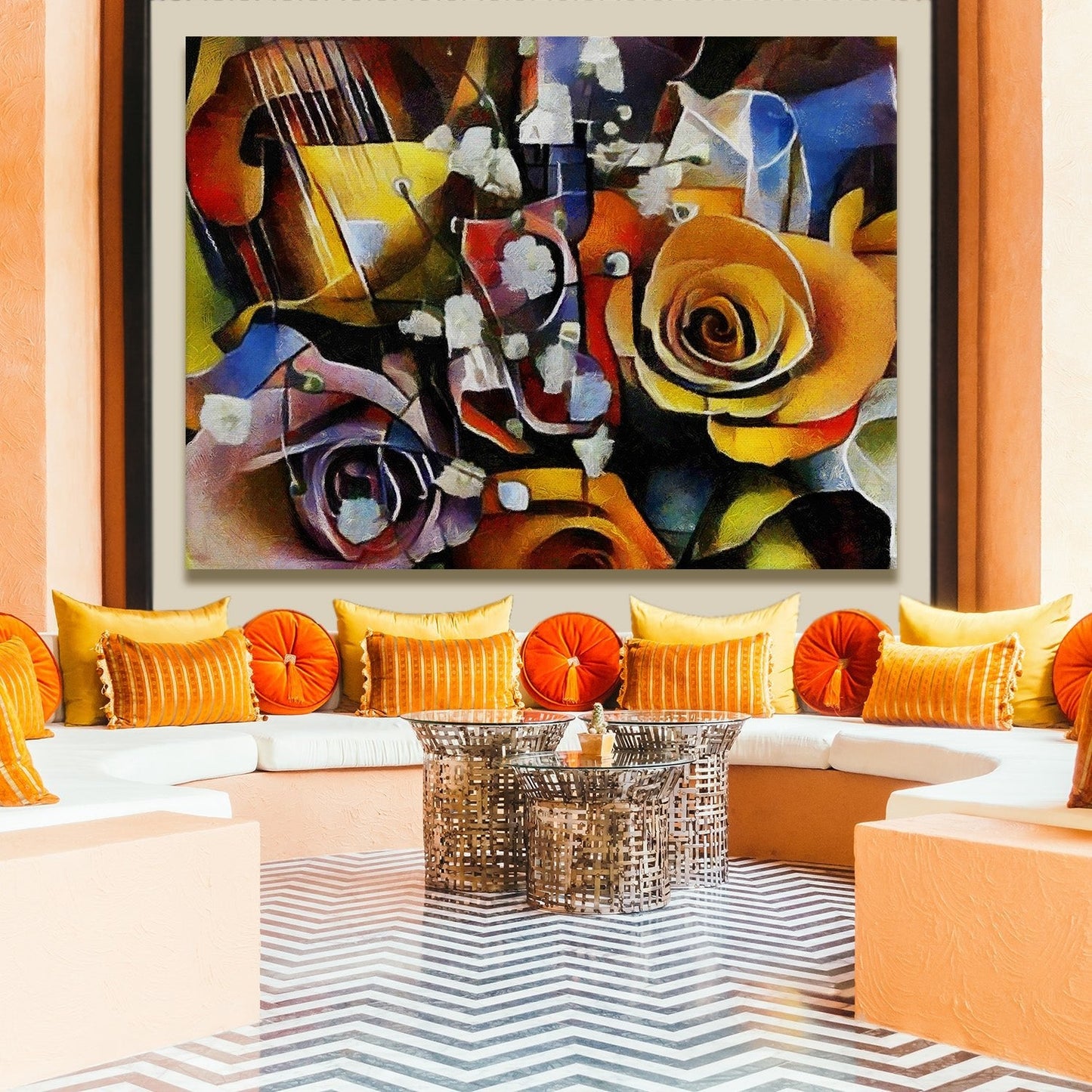 Framed Abstract Oil Pastel Style Wall Art Painting For Home and Hotels Wall Decoration (ABWA01)
