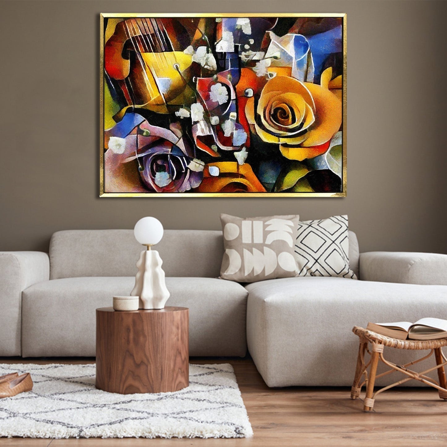 Framed Abstract Oil Pastel Style Wall Art Painting For Home and Hotels Wall Decoration (ABWA01)
