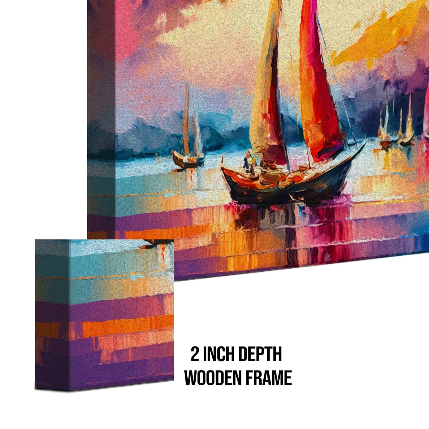 Beautiful Boat Sailing in The Lake Canvas Wall Art Painting