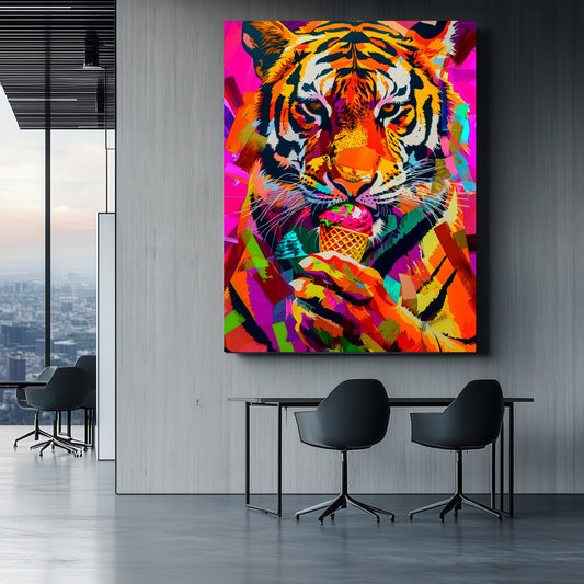 Vibrant Tiger Pop Art canvas wall art painting