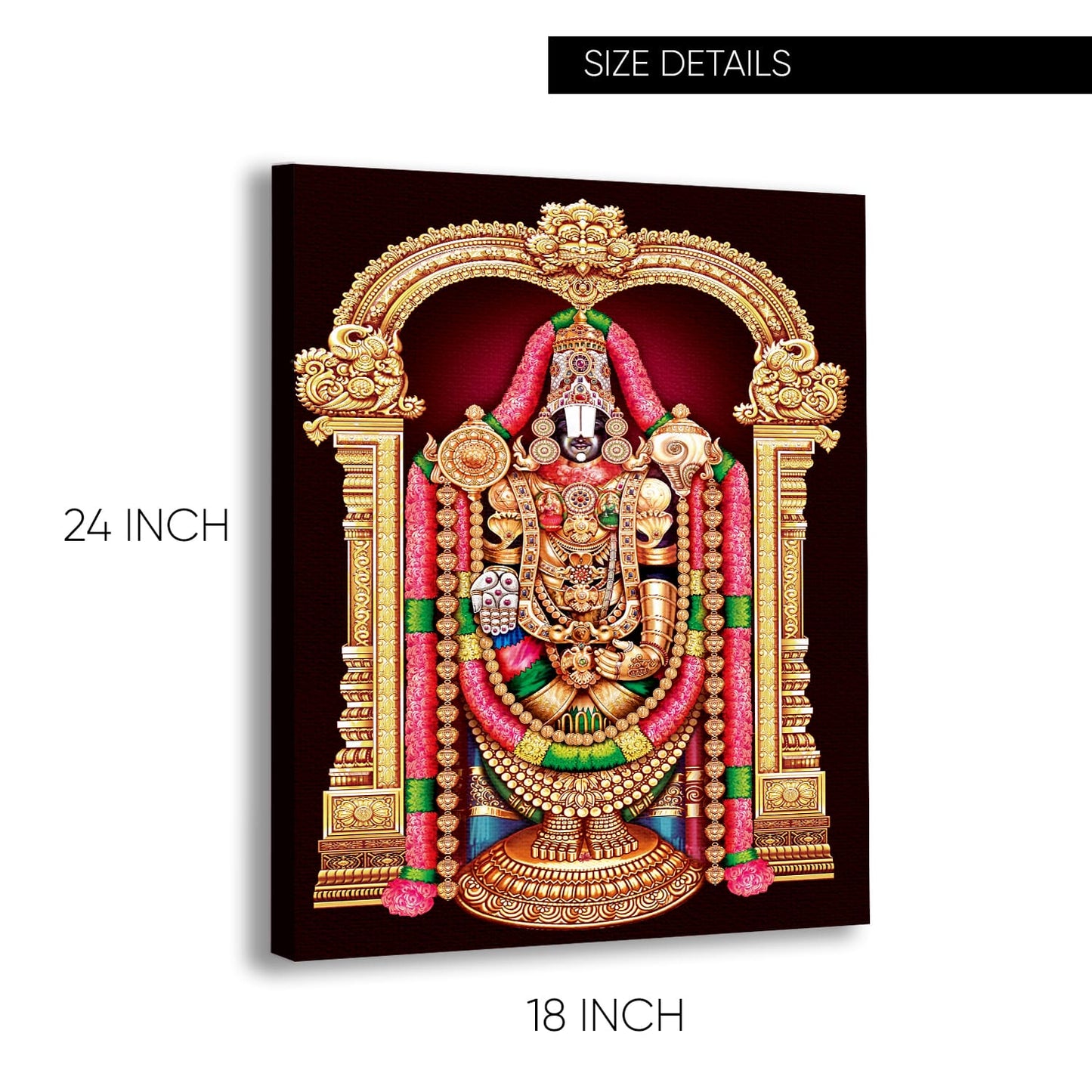 Hindu God Tirupati Venkatachalapathy Canvas Painting frame for home and office (24in x 18inch).