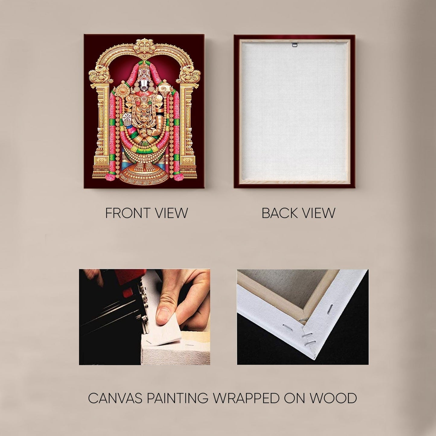 Hindu God Tirupati Venkatachalapathy Canvas Painting frame for home and office (24in x 18inch).