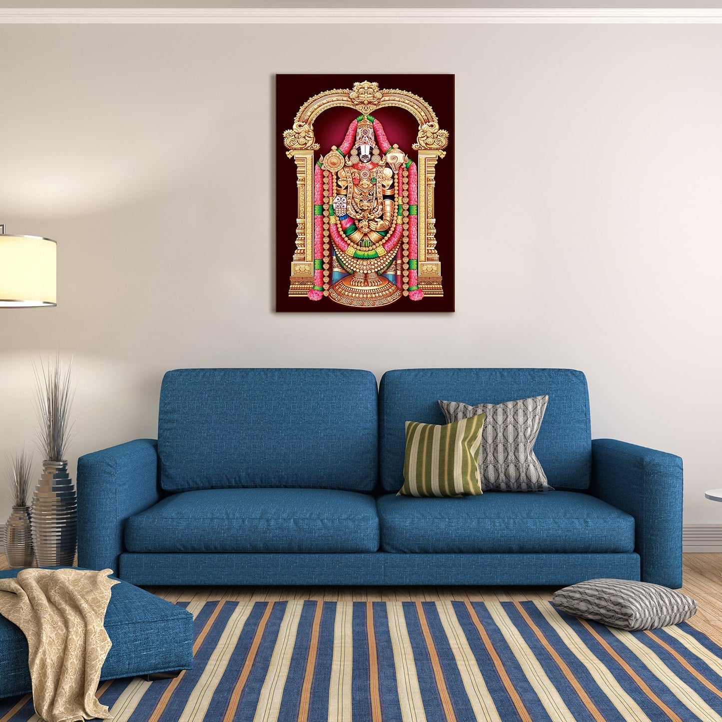 Hindu God Tirupati Venkatachalapathy Canvas Painting frame for home and office (24in x 18inch).