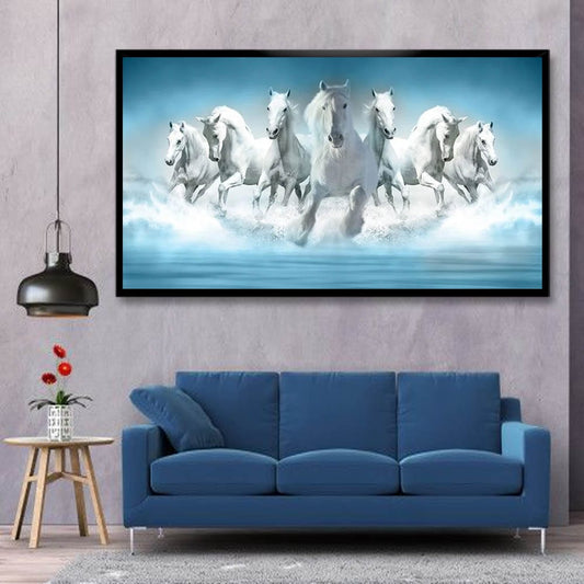 7 Horses Vastu Canvas Wall Painting