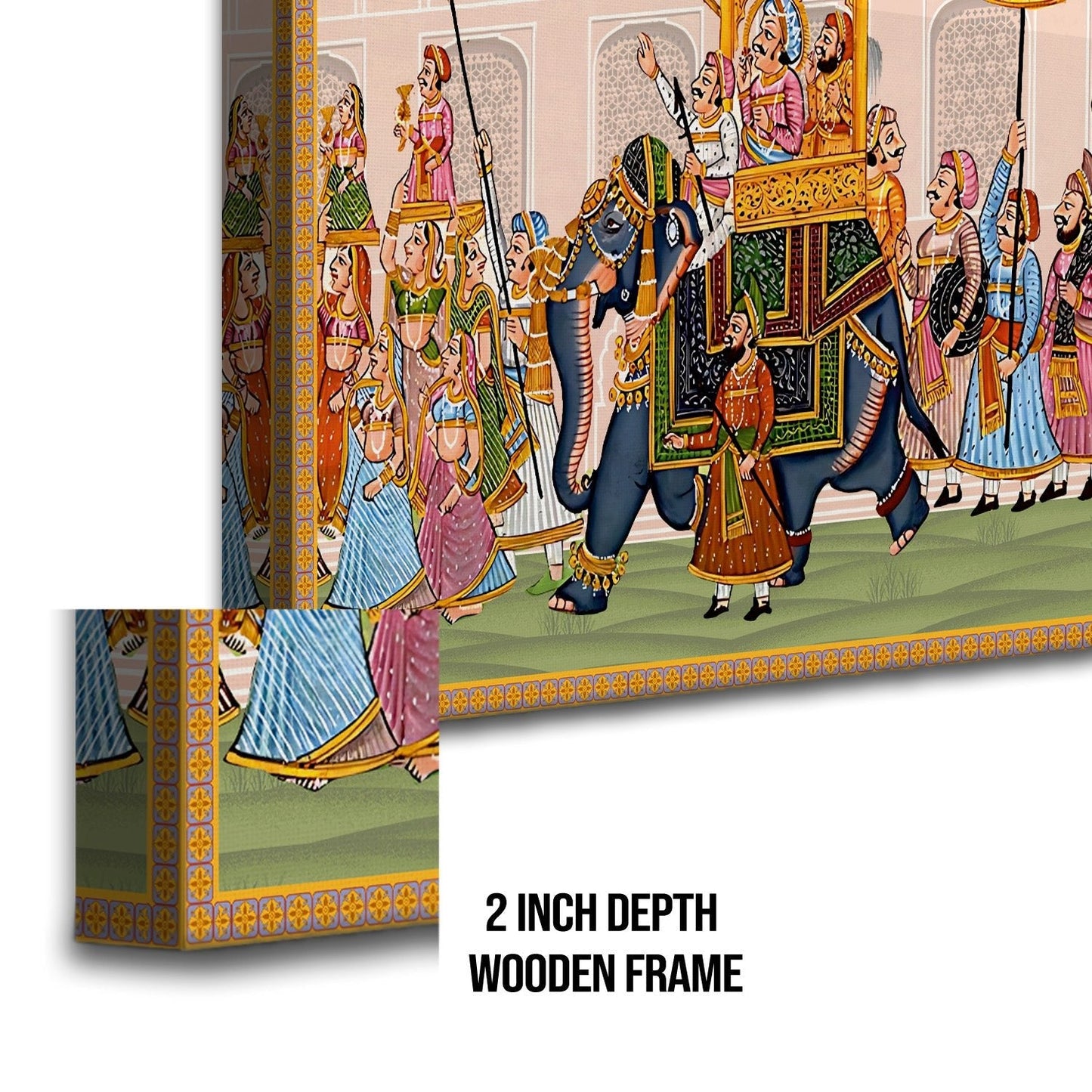 Mughal King Riding Elephant Canvas Wall Art