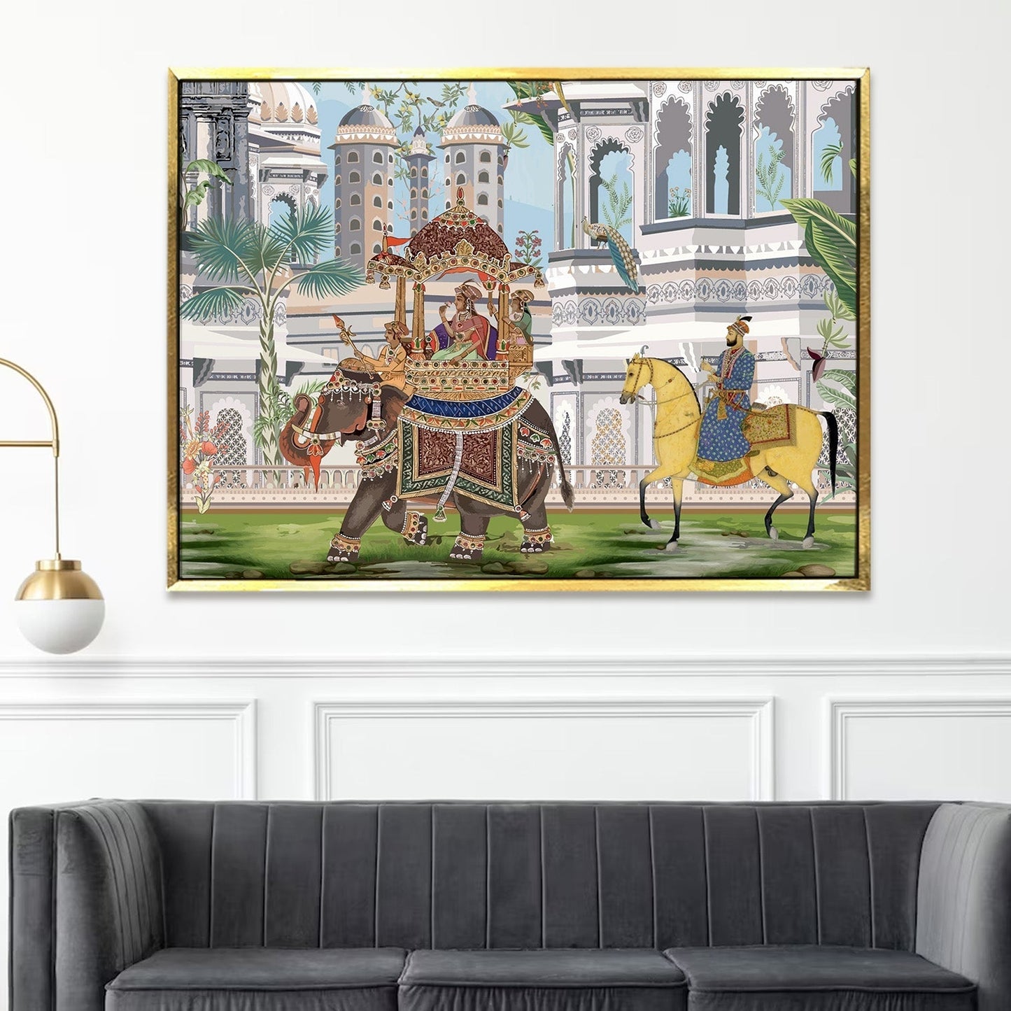 Mughal Queen Riding Elephant Canvas Wall Art