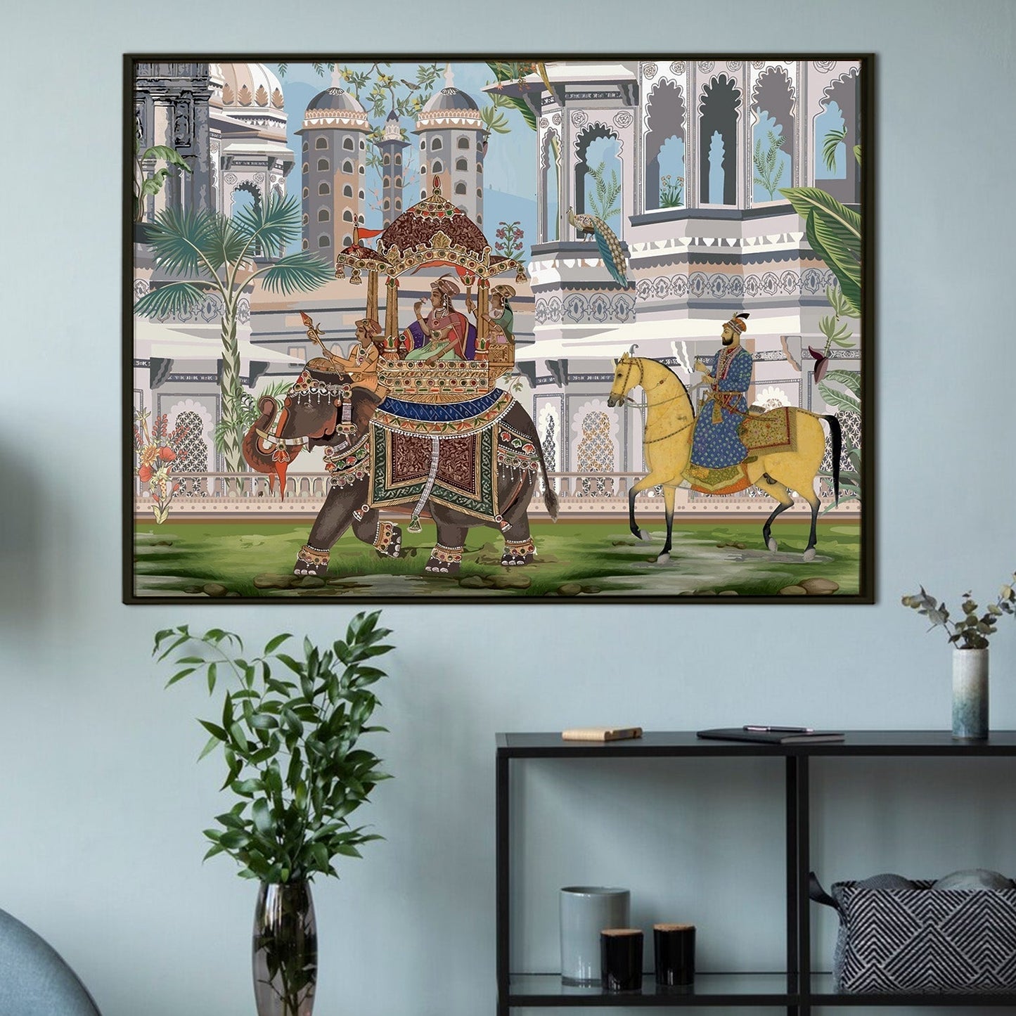 Mughal Queen Riding Elephant Canvas Wall Art