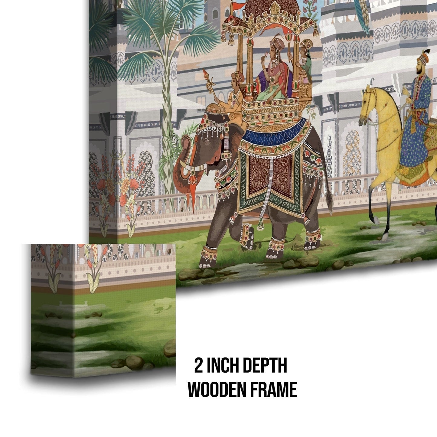 Mughal Queen Riding Elephant Canvas Wall Art