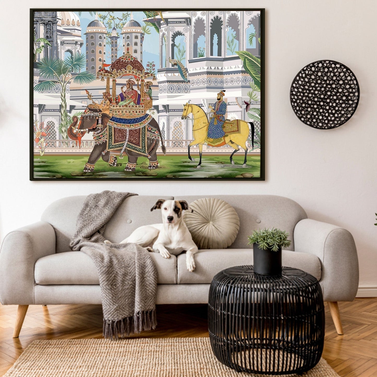 Mughal Queen Riding Elephant Canvas Wall Art