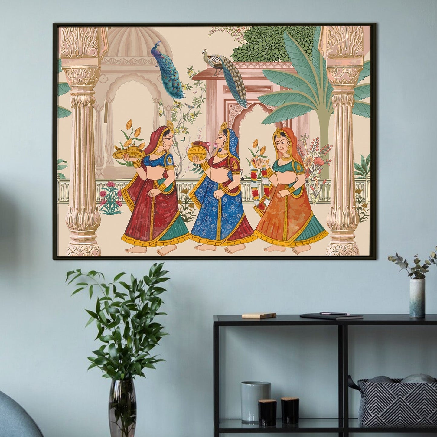 Mughal Garden Peacock Canvas Wall painting