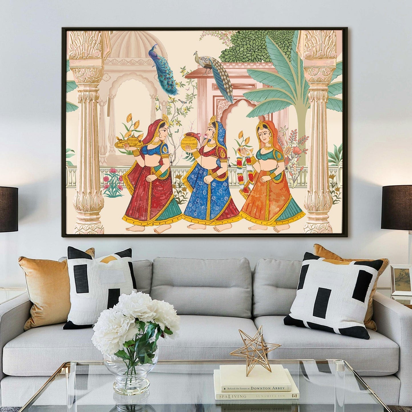 Mughal Garden Peacock Canvas Wall painting