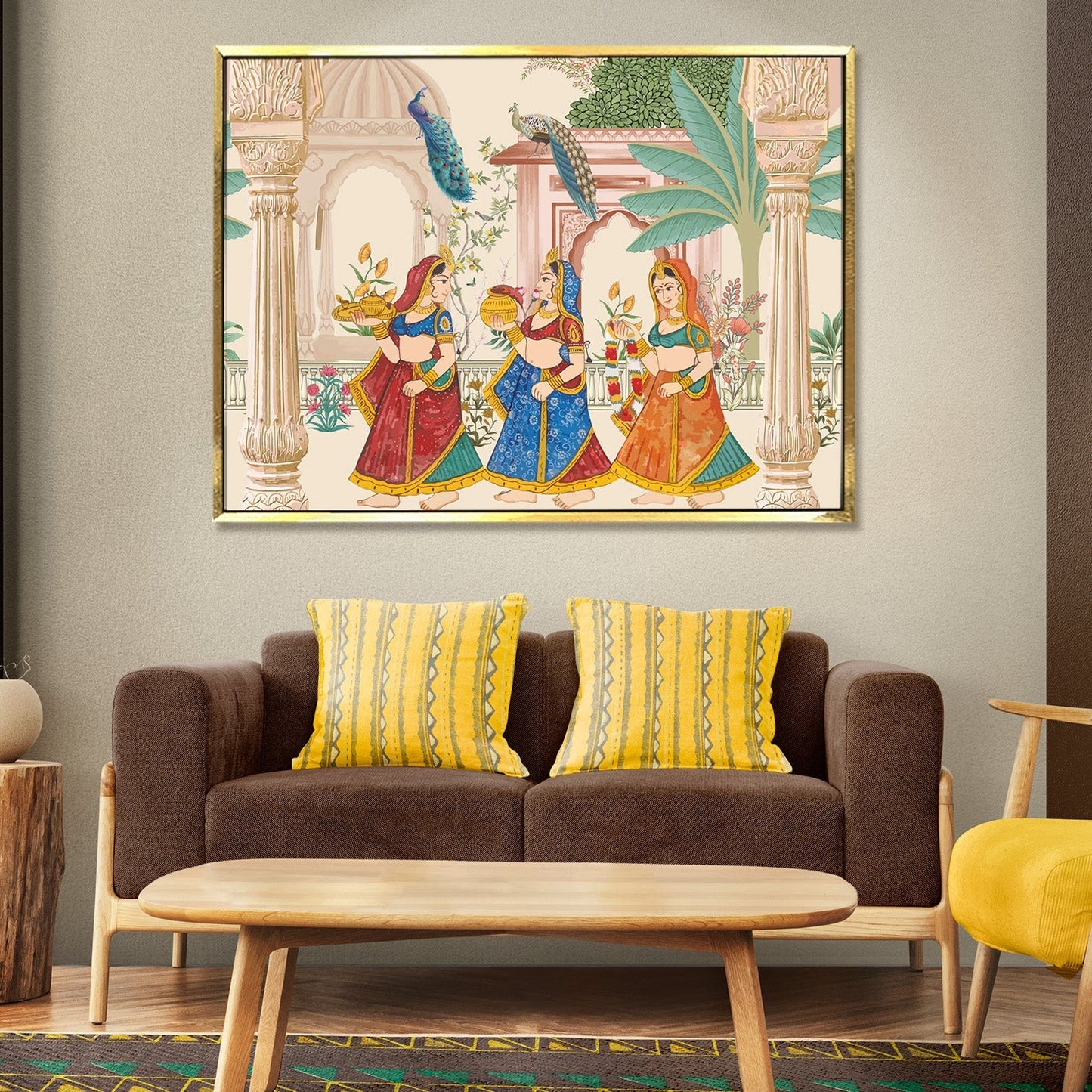 Mughal Garden Peacock Canvas Wall painting