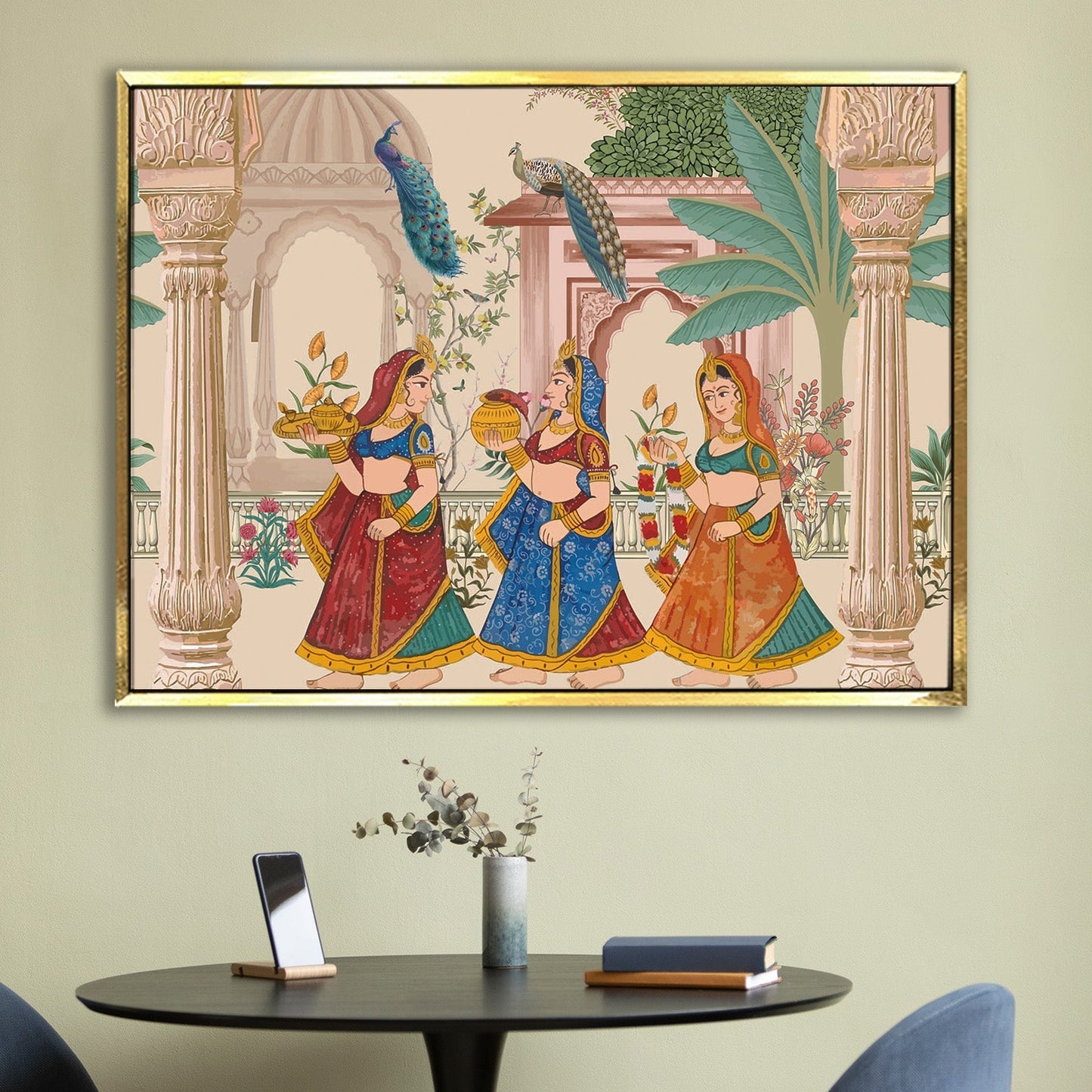 Mughal Garden Peacock Canvas Wall painting